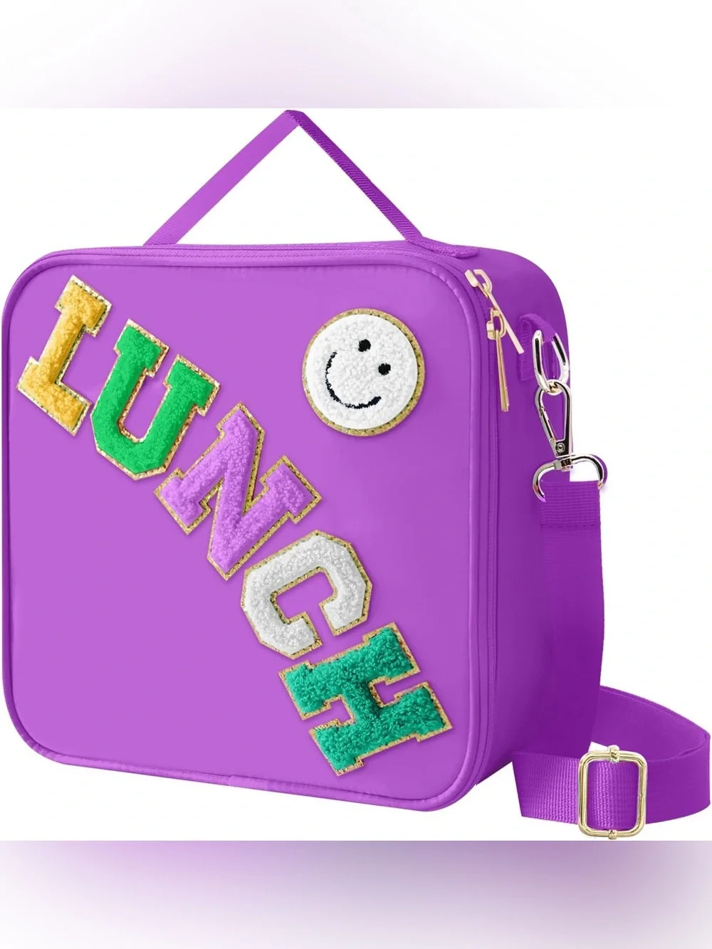 Kids Purple Lunch Bag with Cheerful Patch
